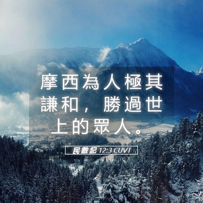 Picture 05 - 民 數 記 12:3 CUVT - 摩 西 為 人 極 其 謙 和 ， 勝 過 世 - Bible Verse Picture