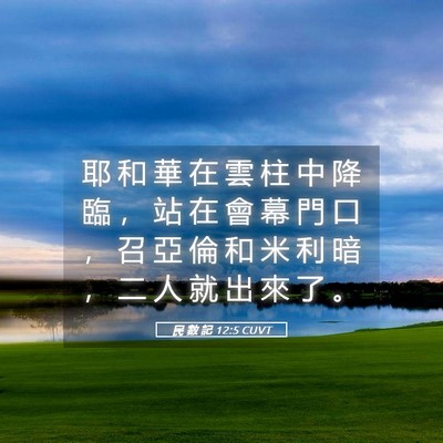 Picture 05 - 民 數 記 12:5 CUVT - 耶 和 華 在 雲 柱 中 降 臨 ， 站 在 - Bible Verse Picture