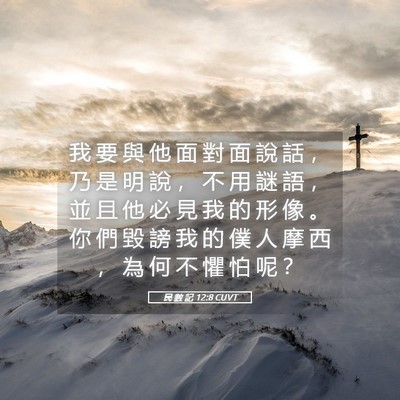 Picture 05 - 民 數 記 12:8 CUVT - 我 要 與 他 面 對 面 說 話 ， 乃 是 - Bible Verse Picture