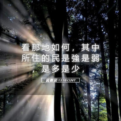 Picture 05 - 民 數 記 13:18 CUVT - 看 那 地 如 何 ， 其 中 所 住 的 民 - Bible Verse Picture