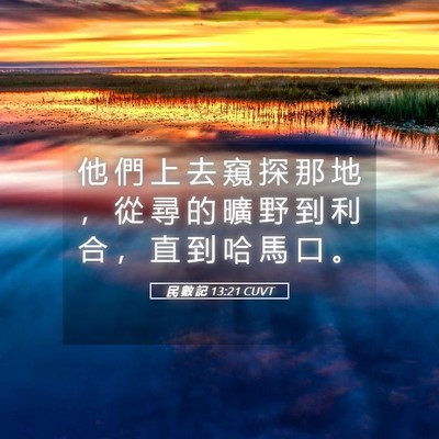 Picture 05 - 民 數 記 13:21 CUVT - 他 們 上 去 窺 探 那 地 ， 從 尋 的 - Bible Verse Picture