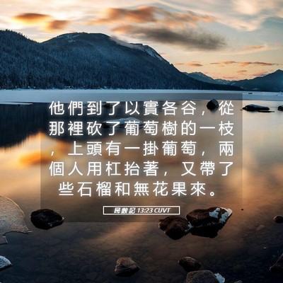Picture 05 - 民 數 記 13:23 CUVT - 他 們 到 了 以 實 各 谷 ， 從 那 裡 - Bible Verse Picture