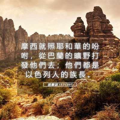 Picture 05 - 民 數 記 13:3 CUVT - 摩 西 就 照 耶 和 華 的 吩 咐 ， 從 - Bible Verse Picture