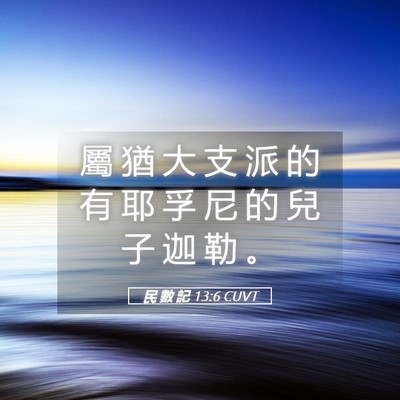 Picture 05 - 民 數 記 13:6 CUVT - 屬 猶 大 支 派 的 有 耶 孚 尼 的 兒 - Bible Verse Picture
