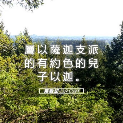 Picture 05 - 民 數 記 13:7 CUVT - 屬 以 薩 迦 支 派 的 有 約 色 的 兒 - Bible Verse Picture