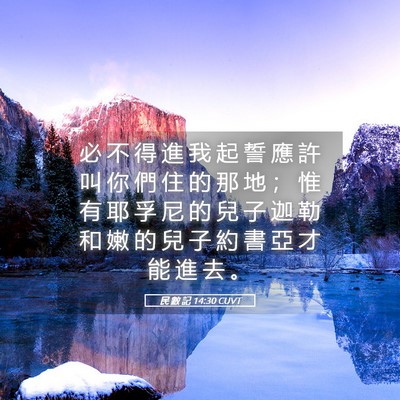 Picture 05 - 民 數 記 14:30 CUVT - 必 不 得 進 我 起 誓 應 許 叫 你 們 - Bible Verse Picture
