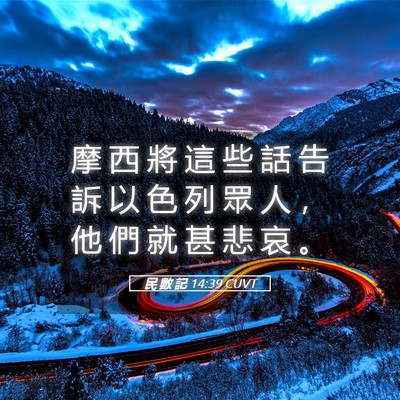 Picture 05 - 民 數 記 14:39 CUVT - 摩 西 將 這 些 話 告 訴 以 色 列 眾 - Bible Verse Picture