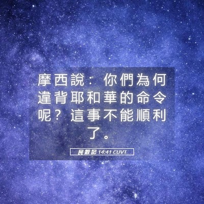 Picture 05 - 民 數 記 14:41 CUVT - 摩 西 說 ： 你 們 為 何 違 背 耶 和 - Bible Verse Picture