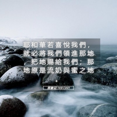 Picture 05 - 民 數 記 14:8 CUVT - 耶 和 華 若 喜 悅 我 們 ， 就 必 將 - Bible Verse Picture