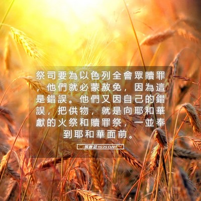 Picture 05 - 民 數 記 15:25 CUVT - 祭 司 要 為 以 色 列 全 會 眾 贖 罪 - Bible Verse Picture