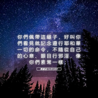 Picture 05 - 民 數 記 15:39 CUVT - 你 們 佩 帶 這 繸 子 ， 好 叫 你 們 - Bible Verse Picture