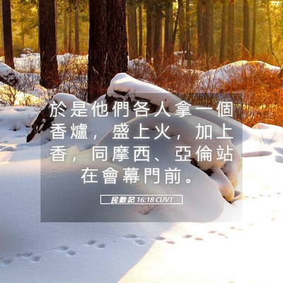 Picture 05 - 民 數 記 16:18 CUVT - 於 是 他 們 各 人 拿 一 個 香 爐 ， - Bible Verse Picture