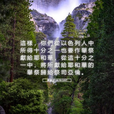 Picture 05 - 民 數 記 18:28 CUVT - 這 樣 ， 你 們 從 以 色 列 人 中 所 - Bible Verse Picture