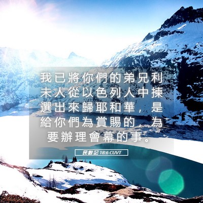 Picture 05 - 民 數 記 18:6 CUVT - 我 已 將 你 們 的 弟 兄 利 未 人 從 - Bible Verse Picture