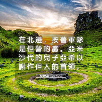 Picture 05 - 民 數 記 2:25 CUVT - 在 北 邊 ， 按 著 軍 隊 是 但 營 的 - Bible Verse Picture