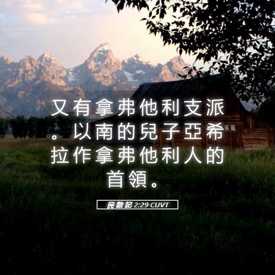 Picture 05 - 民 數 記 2:29 CUVT - 又 有 拿 弗 他 利 支 派 。 以 南 的 - Bible Verse Picture