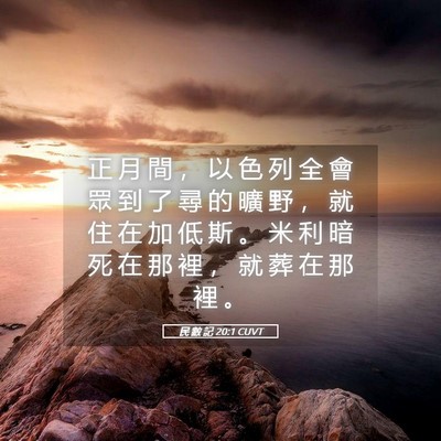 Picture 05 - 民 數 記 20:1 CUVT - 正 月 間 ， 以 色 列 全 會 眾 到 了 - Bible Verse Picture