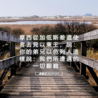 Picture 05 - 民 數 記 20:14 CUVT - 摩 西 從 加 低 斯 差 遣 使 者 去 見 - Bible Verse Picture
