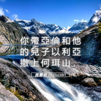 Picture 05 - 民 數 記 20:25 CUVT - 你 帶 亞 倫 和 他 的 兒 子 以 利 亞 - Bible Verse Picture