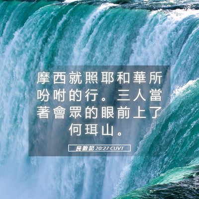 Picture 05 - 民 數 記 20:27 CUVT - 摩 西 就 照 耶 和 華 所 吩 咐 的 行 - Bible Verse Picture