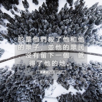 Picture 05 - 民 數 記 21:35 CUVT - 於 是 他 們 殺 了 他 和 他 的 眾 子 - Bible Verse Picture