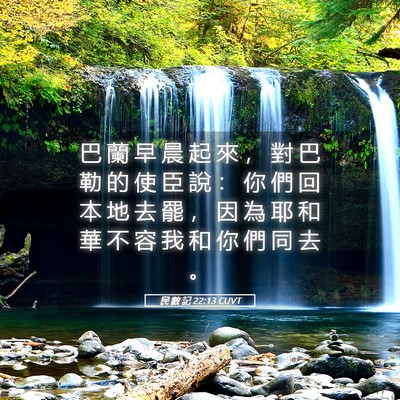 Picture 05 - 民 數 記 22:13 CUVT - 巴 蘭 早 晨 起 來 ， 對 巴 勒 的 使 - Bible Verse Picture