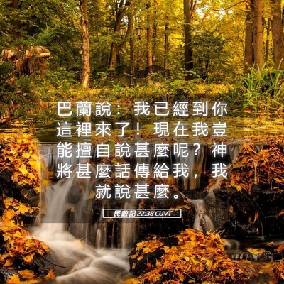 Picture 05 - 民 數 記 22:38 CUVT - 巴 蘭 說 ： 我 已 經 到 你 這 裡 來 - Bible Verse Picture