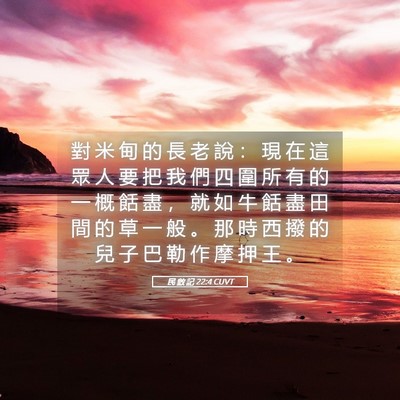 Picture 05 - 民 數 記 22:4 CUVT - 對 米 甸 的 長 老 說 ： 現 在 這 眾 - Bible Verse Picture