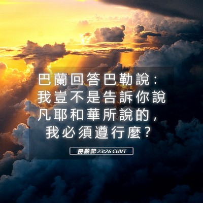 Picture 05 - 民 數 記 23:26 CUVT - 巴 蘭 回 答 巴 勒 說 ： 我 豈 不 是 - Bible Verse Picture