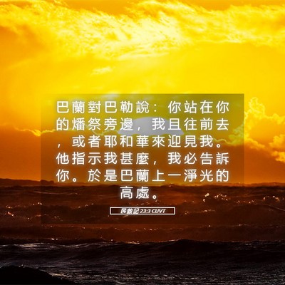 Picture 05 - 民 數 記 23:3 CUVT - 巴 蘭 對 巴 勒 說 ： 你 站 在 你 的 - Bible Verse Picture