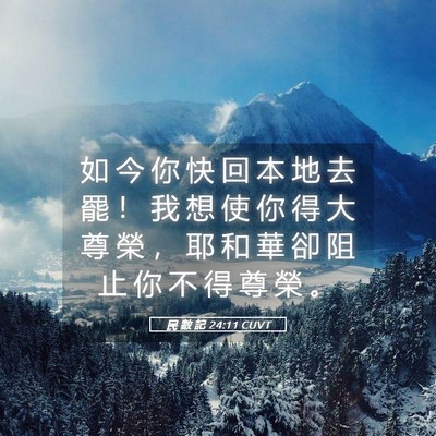 Picture 05 - 民 數 記 24:11 CUVT - 如 今 你 快 回 本 地 去 罷 ！ 我 想 - Bible Verse Picture