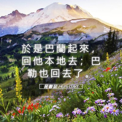 Picture 05 - 民 數 記 24:25 CUVT - 於 是 巴 蘭 起 來 ， 回 他 本 地 去 - Bible Verse Picture