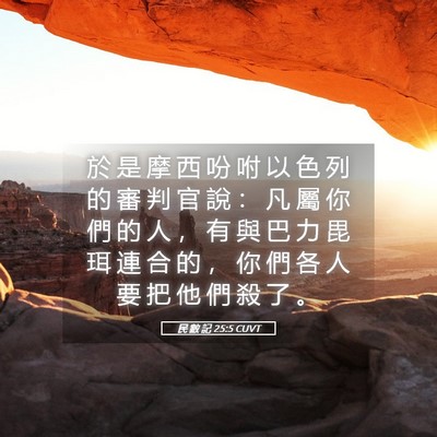 Picture 05 - 民 數 記 25:5 CUVT - 於 是 摩 西 吩 咐 以 色 列 的 審 判 - Bible Verse Picture