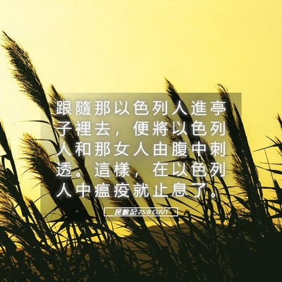 Picture 05 - 民 數 記 25:8 CUVT - 跟 隨 那 以 色 列 人 進 亭 子 裡 去 - Bible Verse Picture