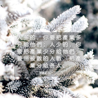 Picture 05 - 民 數 記 26:54 CUVT - 人 多 的 ， 你 要 把 產 業 多 分 給 - Bible Verse Picture