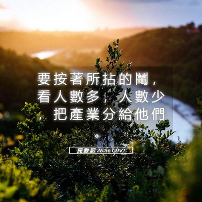 Picture 05 - 民 數 記 26:56 CUVT - 要 按 著 所 拈 的 鬮 ， 看 人 數 多 - Bible Verse Picture