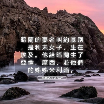 Picture 05 - 民 數 記 26:59 CUVT - 暗 蘭 的 妻 名 叫 約 基 別 ， 是 利 - Bible Verse Picture