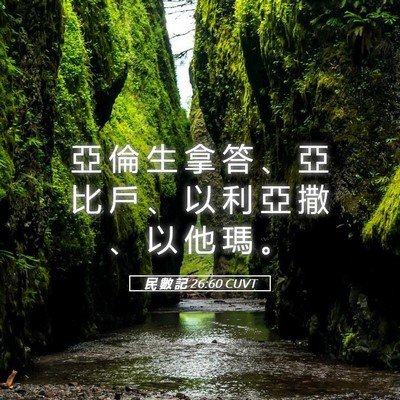 Picture 05 - 民 數 記 26:60 CUVT - 亞 倫 生 拿 答 、 亞 比 戶 、 以 利 - Bible Verse Picture