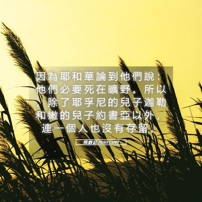 Picture 05 - 民 數 記 26:65 CUVT - 因 為 耶 和 華 論 到 他 們 說 ： 他 - Bible Verse Picture