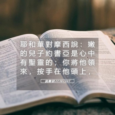 Picture 05 - 民 數 記 27:18 CUVT - 耶 和 華 對 摩 西 說 ： 嫩 的 兒 子 - Bible Verse Picture