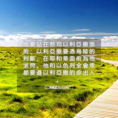 Picture 05 - 民 數 記 27:21 CUVT - 他 要 站 在 祭 司 以 利 亞 撒 面 前 - Bible Verse Picture