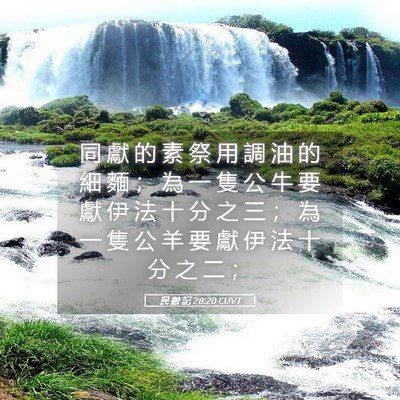 Picture 05 - 民 數 記 28:20 CUVT - 同 獻 的 素 祭 用 調 油 的 細 麵 ； - Bible Verse Picture