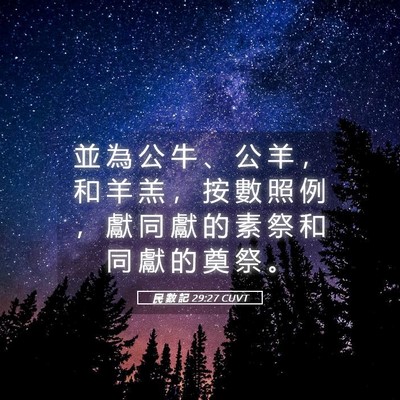 Picture 05 - 民 數 記 29:27 CUVT - 並 為 公 牛 、 公 羊 ， 和 羊 羔 ， - Bible Verse Picture