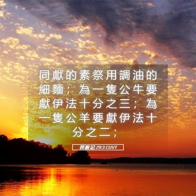 Picture 05 - 民 數 記 29:3 CUVT - 同 獻 的 素 祭 用 調 油 的 細 麵 ； - Bible Verse Picture