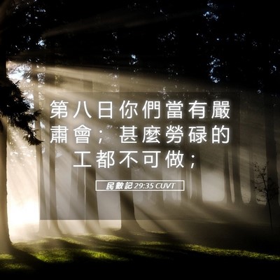 Picture 05 - 民 數 記 29:35 CUVT - 第 八 日 你 們 當 有 嚴 肅 會 ； 甚 - Bible Verse Picture