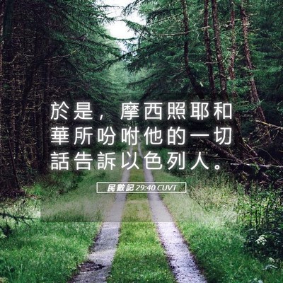 Picture 05 - 民 數 記 29:40 CUVT - 於 是 ， 摩 西 照 耶 和 華 所 吩 咐 - Bible Verse Picture