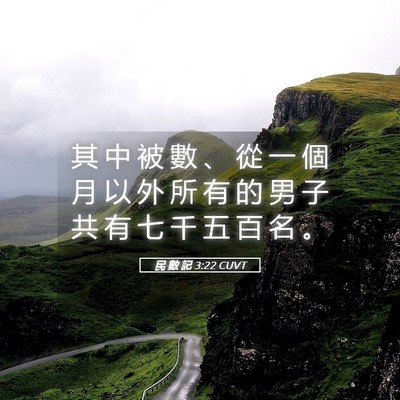 Picture 05 - 民 數 記 3:22 CUVT - 其 中 被 數 、 從 一 個 月 以 外 所 - Bible Verse Picture
