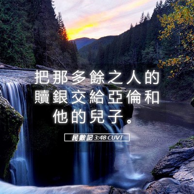 Picture 05 - 民 數 記 3:48 CUVT - 把 那 多 餘 之 人 的 贖 銀 交 給 亞 - Bible Verse Picture