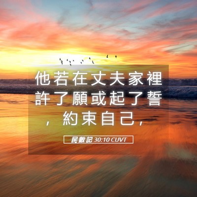 Picture 05 - 民 數 記 30:10 CUVT - 他 若 在 丈 夫 家 裡 許 了 願 或 起 - Bible Verse Picture