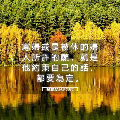 Picture 05 - 民 數 記 30:9 CUVT - 寡 婦 或 是 被 休 的 婦 人 所 許 的 - Bible Verse Picture